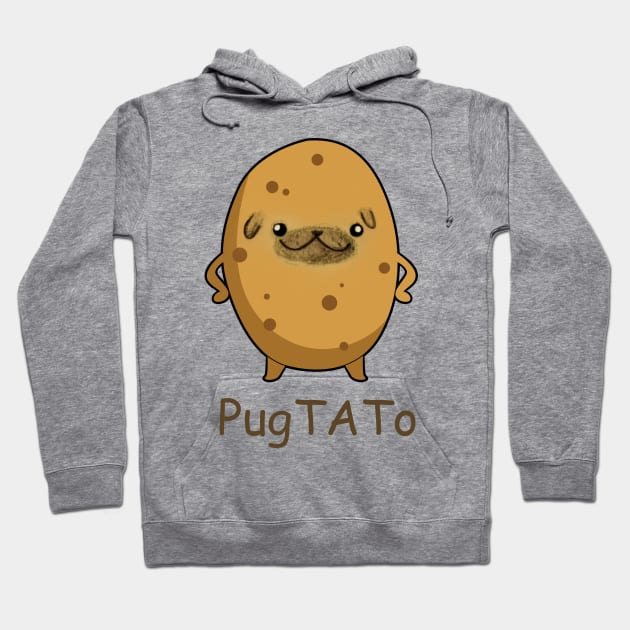 Pugtato Funny Pug Dog Hoodie by Doggy Puggy lover 